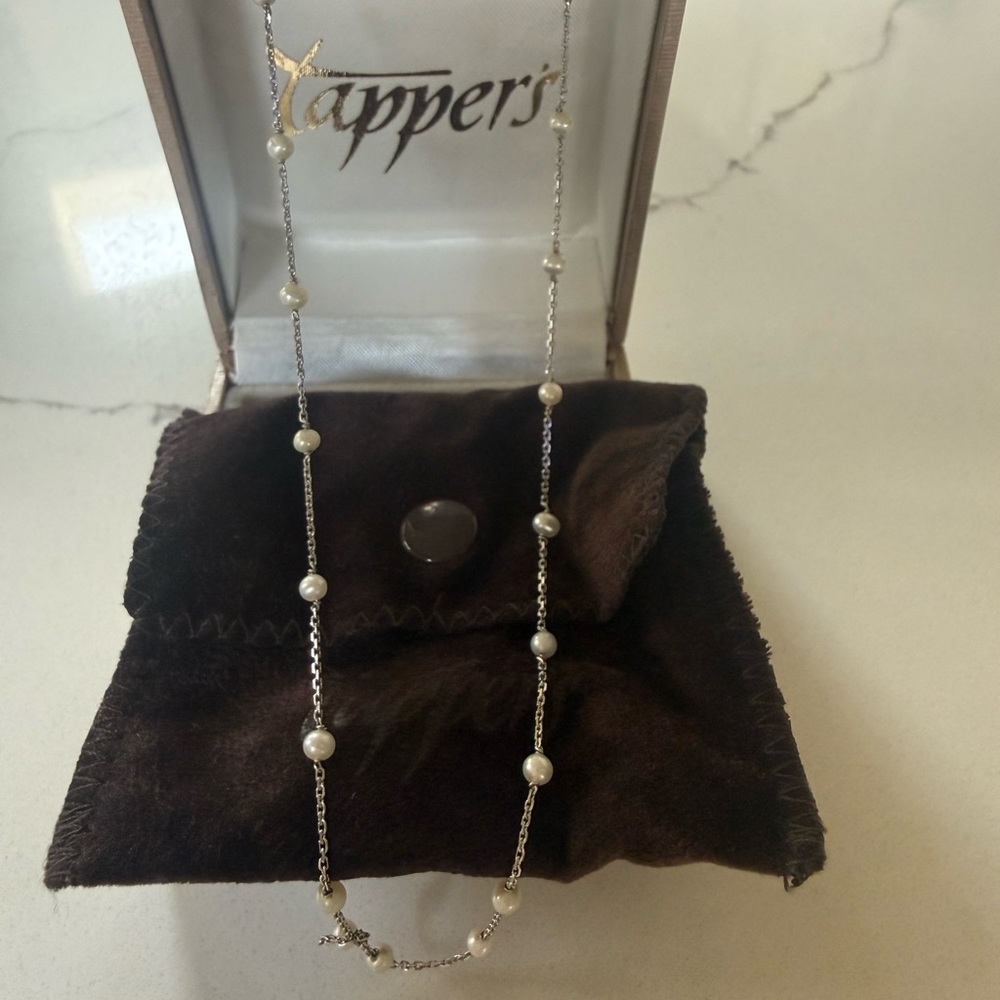 Unbranded White Pearl Station Sterling Necklace